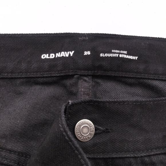 Old Navy High-Waisted Slouchy Straight Ripped Cut-Off Black Jean Shorts Size 26 - Picture 7 of 9
